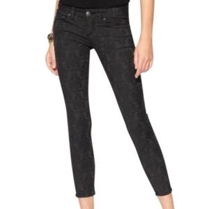 Free People Black Jacquard Floral Skinny Jeans 27